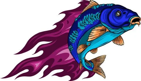 Colored draw of Carp Fish Vector Illustration design Stock Illustration