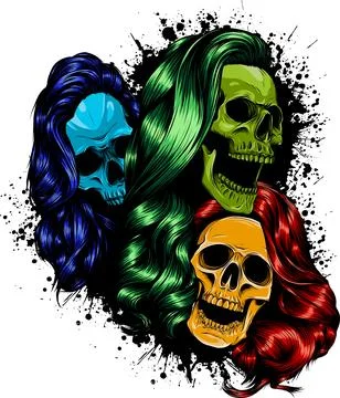 Colored draw of human skull vector illustration design Stock Illustration