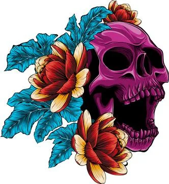 Colored draw of human skull vector illustration design Illustrazione stock