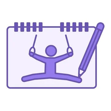 Colored Draw Icon. Vector Icon. Sketchbook Sheet, Drawing of a Person Exerc.. Stock Illustration
