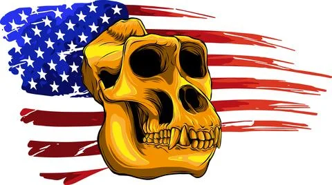 Colored draw of monkey skull vector illustration design Stock Illustration