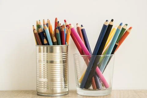 Colored drawing pencils Stock Photos