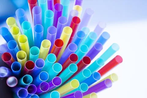 Colored drinking straws Stock Photos