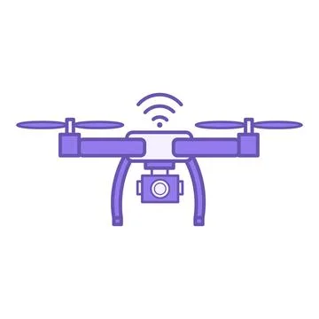 Colored Drone Icon. Drone Quadcopter with Action Camera. Technology Concept Stock Illustration