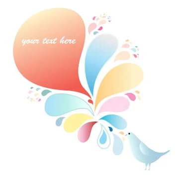 Colored drops and bubbles for text with a bird Illustrazione stock