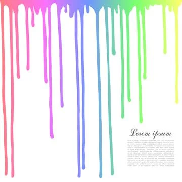 Colored drops on a white background. Dripping paint. Stock Illustration