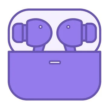 Colored Earbuds Icon. Vector Illustration. Device for Personal Listening to.. Stock Illustration