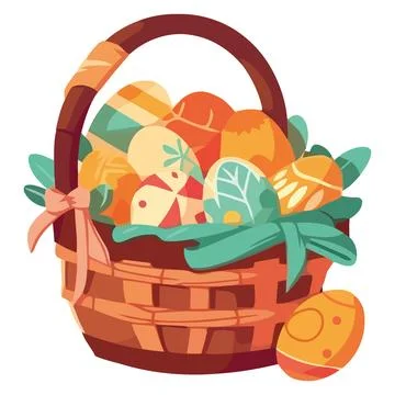 Colored easter basket eggs Ilustração Stock