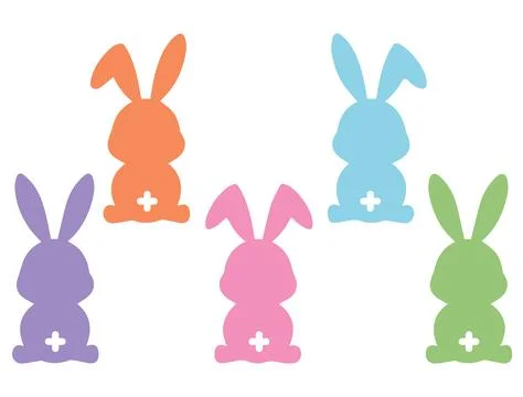 COLORED EASTER BUNNIES VECTOR ART Stock Illustration