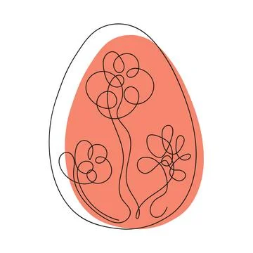 Colored Easter egg with pattern. Continuous one line drawing. Isolated on whi Stock Illustration