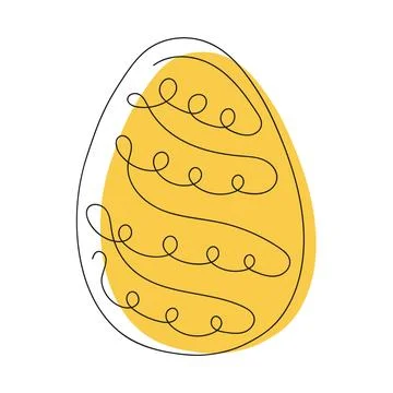 Colored Easter egg with a pattern. Continuous one line drawing. Isolated on w Stock Illustration