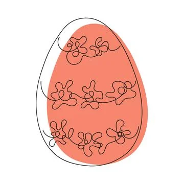 Colored Easter egg with pattern. Continuous one line drawing. Isolated on whi Stock Illustration