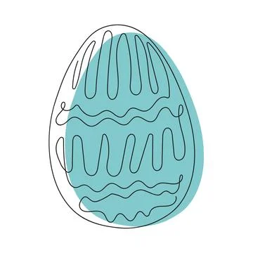 Colored Easter egg with a pattern. Continuous one line drawing. Isolated on w Stockillustratie