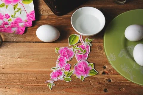 Colored Easter egg,  technique of decoupage Stock Photos