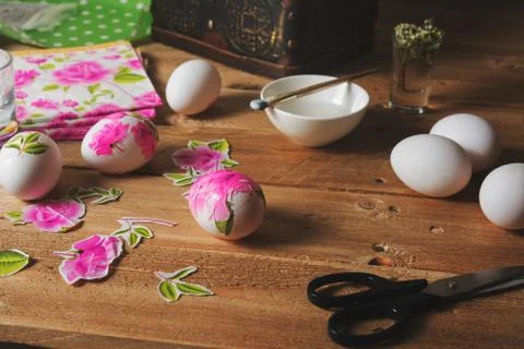 Colored Easter egg,  technique of decoupage Stock Photos