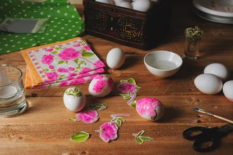 Colored Easter egg,  technique of decoupage Stock Photos