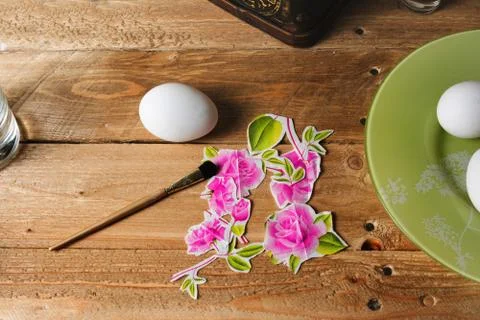 Colored Easter egg,  technique of decoupage Stock Photos