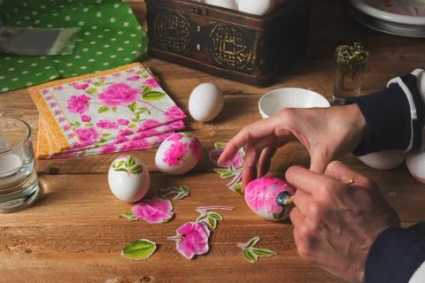 Colored Easter egg,  technique of decoupage Stock Photos
