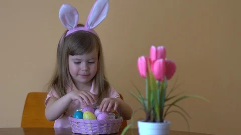 Colored Easter Eggs In A Basket Stock-Footage 105088689