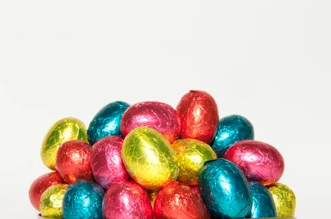 Colored easter eggs in closeup Stock Photos