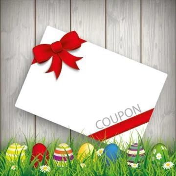 Colored Easter Eggs Grass Coupon Stock Illustration