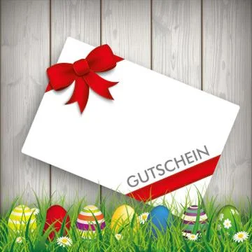 Colored Easter Eggs Grass Gutschein Stock Illustration