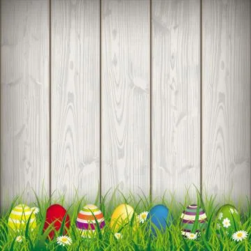 Colored Easter Eggs Grass Stock Illustration