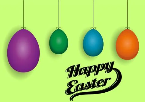 Colored Easter eggs on a green background Stock Illustration