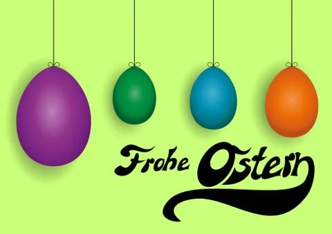 Colored Easter eggs on a green background Stock Illustration