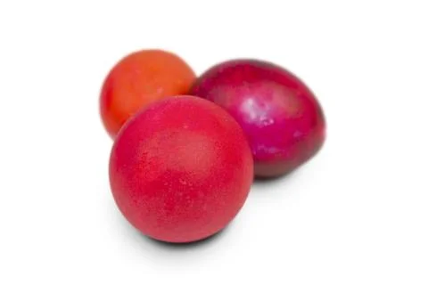 Colored Easter eggs isolated on a white background. Clipping path Stock Photos