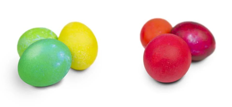 Colored Easter eggs isolated on a white background. Clipping path Stock Photos