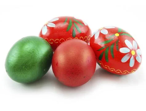 Colored Easter Eggs Isolated on White Background Foto stock