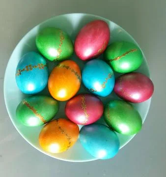 Colored Easter eggs. Stock Photos