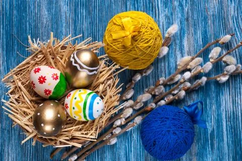 Colored Easter eggs 스톡 사진