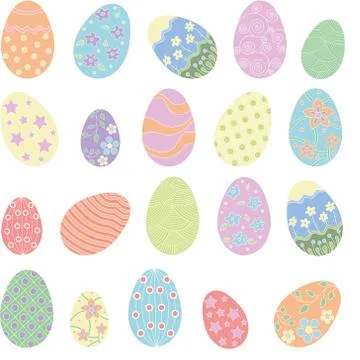 Colored Easter eggs seamless pattern on white. vector illustration 스톡 일러스트
