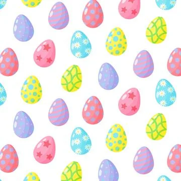 Colored Easter eggs seamless pattern. Stock Illustration