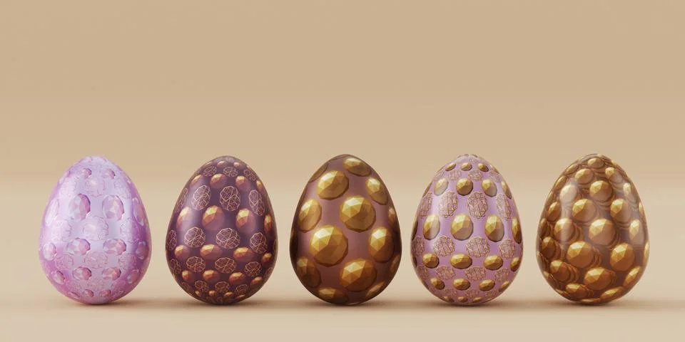 Colored easter eggs stand in a row Stock Illustration