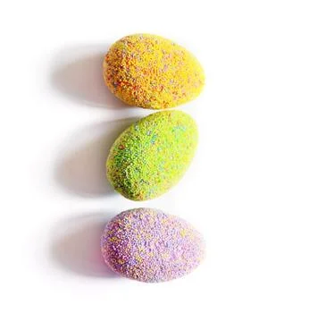 Colored easter eggs on a white background. Holiday concept. Stock Photos