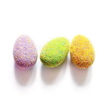 Colored easter eggs on a white background. Holiday concept. Foto stock