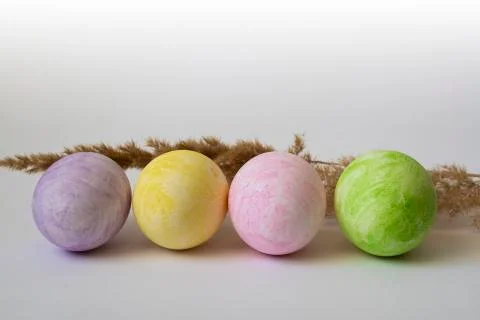 Colored easter eggs on a white background Stock Photos