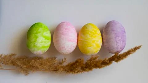 Colored easter eggs on a white background Stock Photos