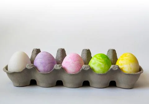 Colored easter eggs on a white background Stock Photos
