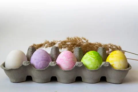 Colored easter eggs on a white background Stock Photos