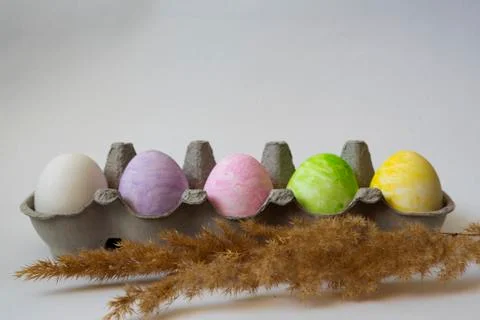 Colored easter eggs on a white background Stock Photos