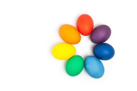 Colored easter eggs on white background Stock Photos