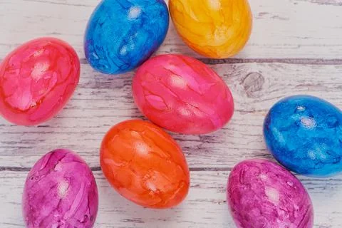 Colored easter eggs on white background Stock Photos