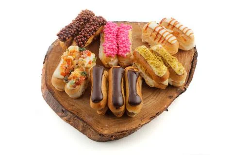 Colored eclair cakes 스톡 사진