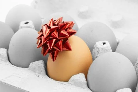 Colored egg with bow Stock Photos