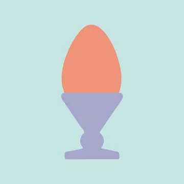 Colored egg in cup vector illustration. Easter meal. Boiled painted pink egg Stock Illustration
