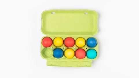 Colored eggs in a box. Happy easter concept. Stock-Footage 126298409